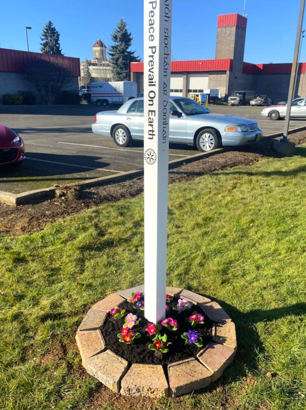 Pictured is a Peace Pole in Dallas Oregon