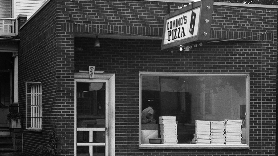 An image of the first Domino's Pizza location in Ypsilanti.