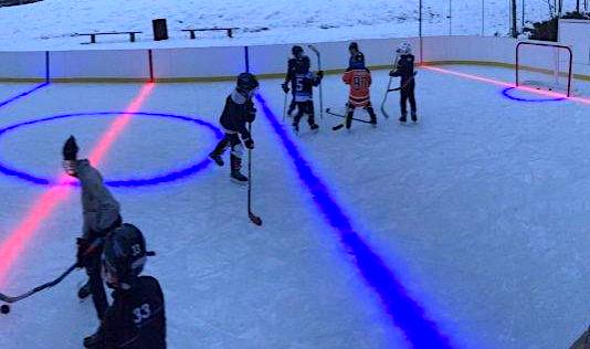 Brian Pepper added glow in the dark LED lights underneath the ice surface earlier this winter